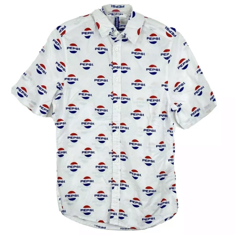 H&M Divided Pepsi Logo Button Short Sleeve Shirt